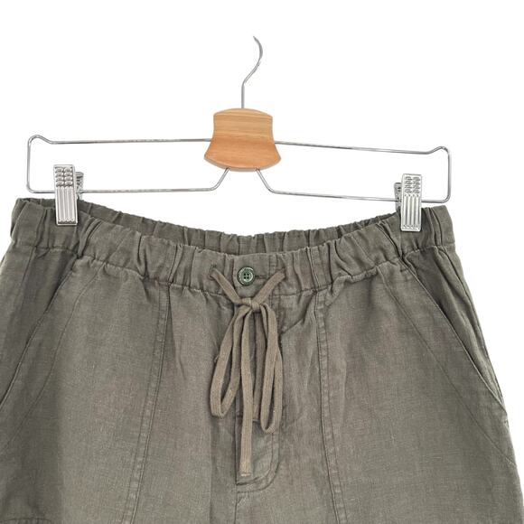 Vince Shorts Linen Drawstring Button Fly Green Size Medium - Picture 2 of 9